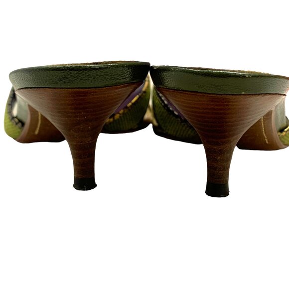 Cole Haan D16764 Metallic Leather Thong Kitten Heel Slides - Picture 9 of 10